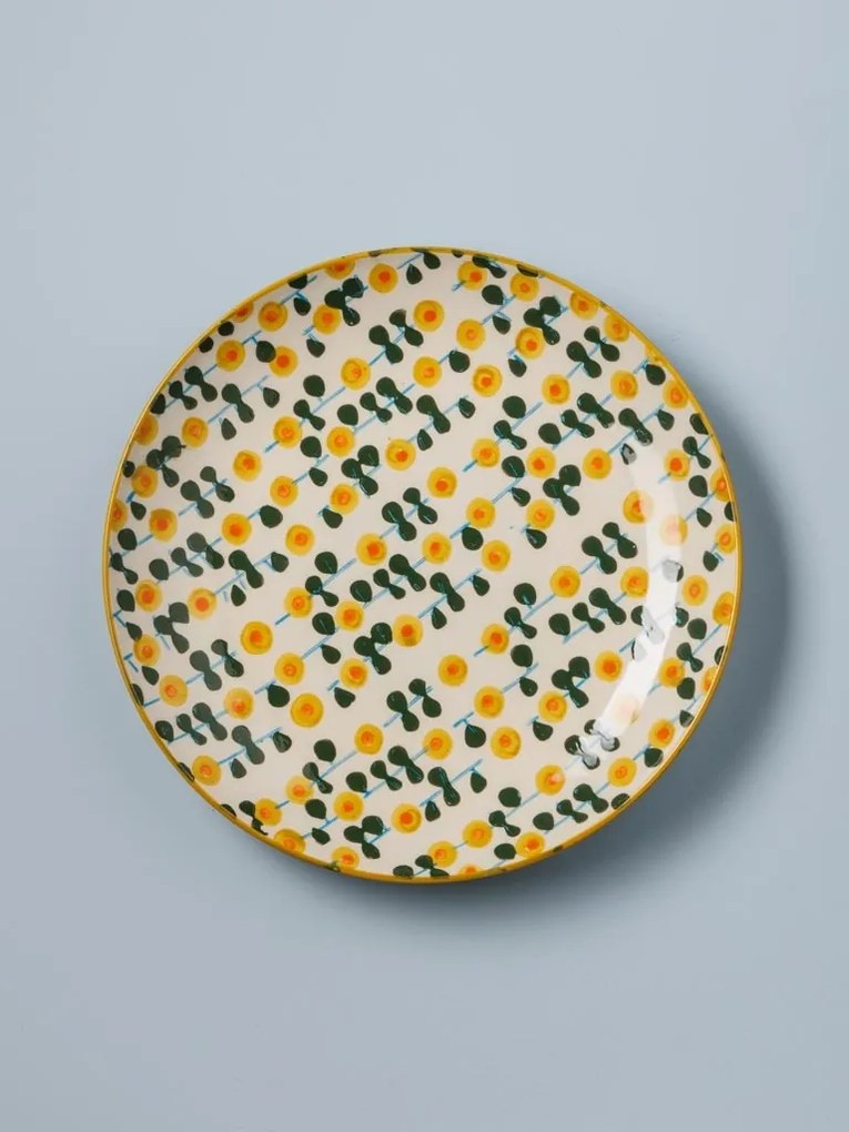 Farfurie din ceramica, D25.5cm Retro Flowers