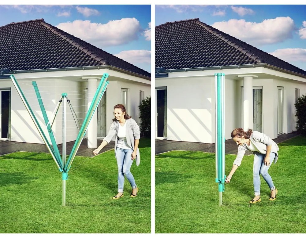 Uscător de rufe argintiu pentru grădină 60 m Linomatic 600 Deluxe Cover – LEIFHEIT