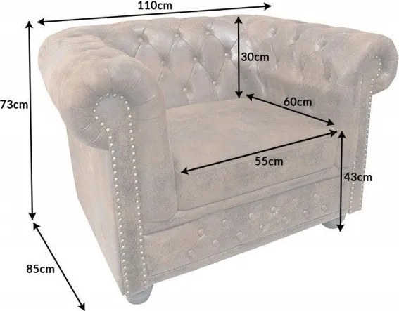 Fotoliu clasic stil englezesc Chesterfield maro antic