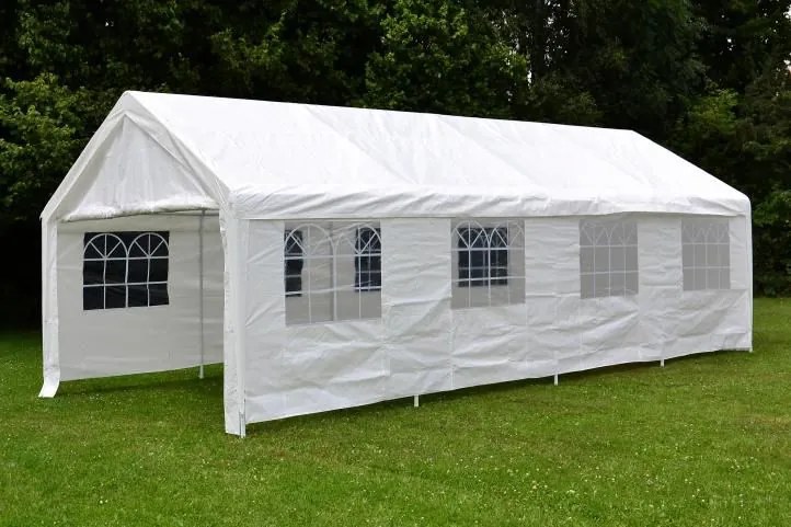 Cort mare de grădină 32m² - țevi de oțel, prelată PE, 4x8m
