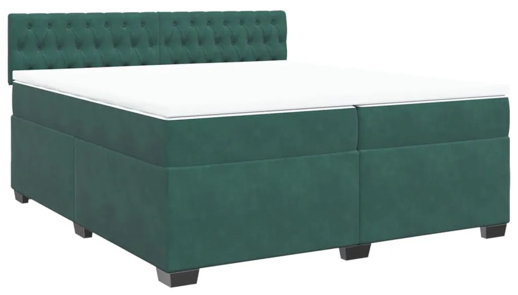 3286411 vidaXL Pat box spring cu saltea, verde închis, 200x200 cm, catifea