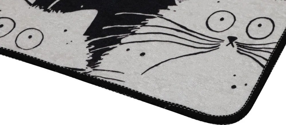 Covorașe de baie negre/gri 2 buc. 60x100 cm White Cats – Foutastic