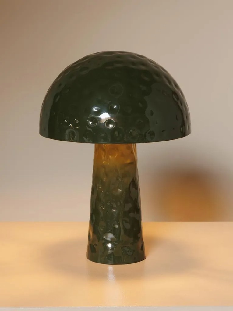 Lampa de masa, din metal, verde, forma de ciuperca, Bossue
