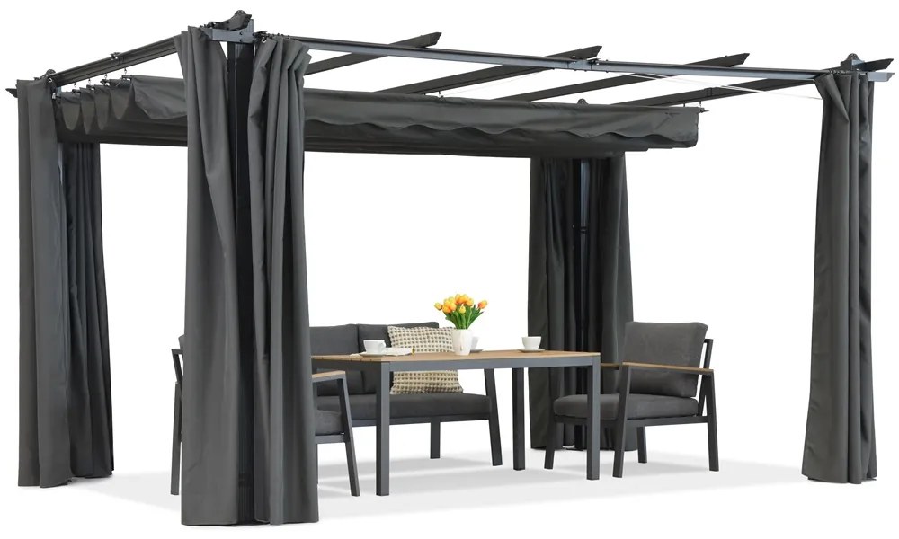 Barbados 3x3 m patio pergola cu perdele Garden Point antracit