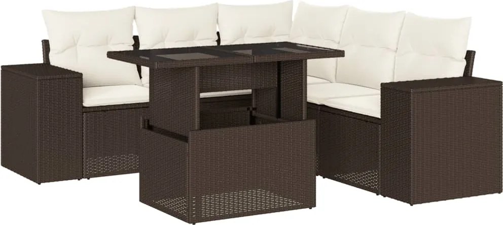 vidaXL Set canapele de grădină cu perne, 6 piese, maro, poliratan