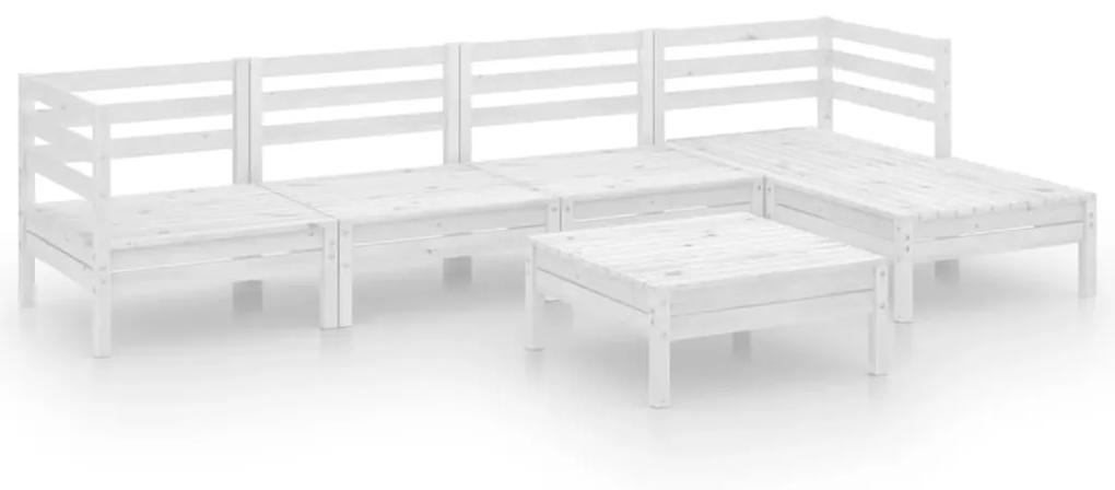 3082683 vidaXL Set mobilier de grădină, 6 piese, alb, lemn masiv de pin
