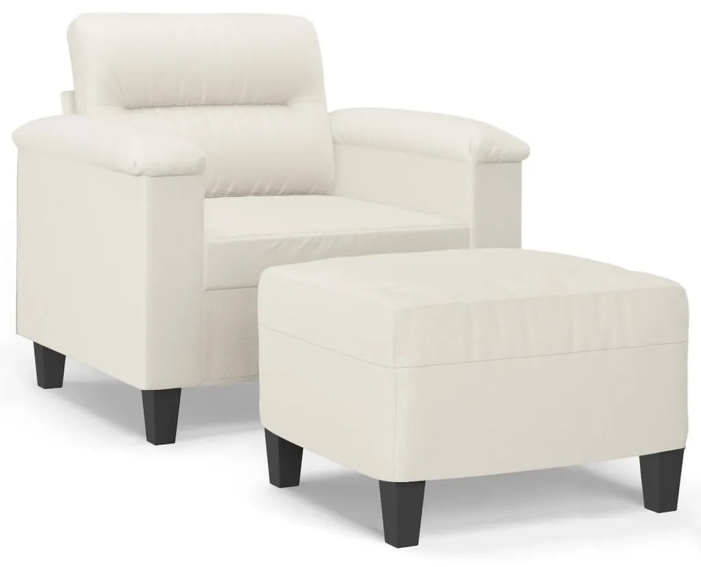 3153678 vidaXL Fotoliu canapea cu taburet, crem, 60 cm, piele ecologică