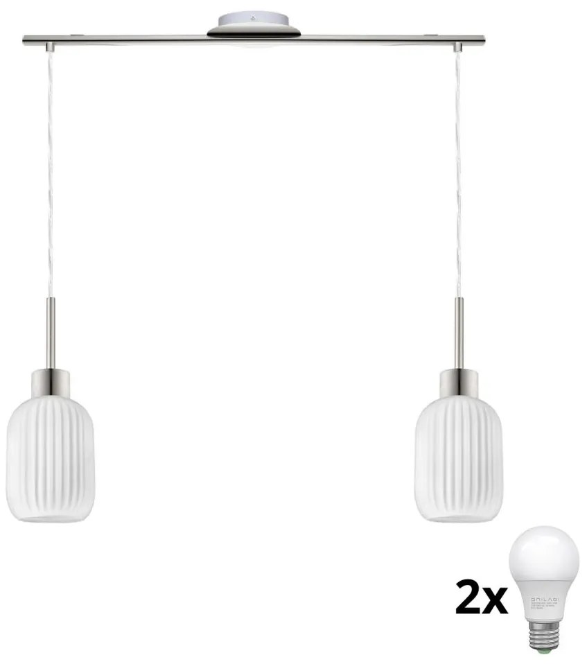 Lustră LED HARMA suspendată pe cablu 2xE27/60W/230V crom mat/alb