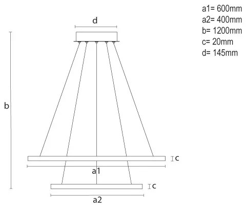 Lustră LED reglabilă suspendată pe cablu, 55W, 230V, 3000-6500K, Ø 60 cm + telecomandă