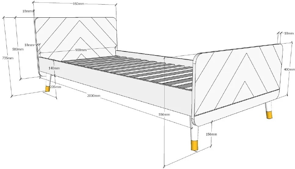 Set Dormitor pentru Copii, 4 Piese, 90x200 cm, Alb Satinat (Pin Masiv și MDF) – Billy – Vipack