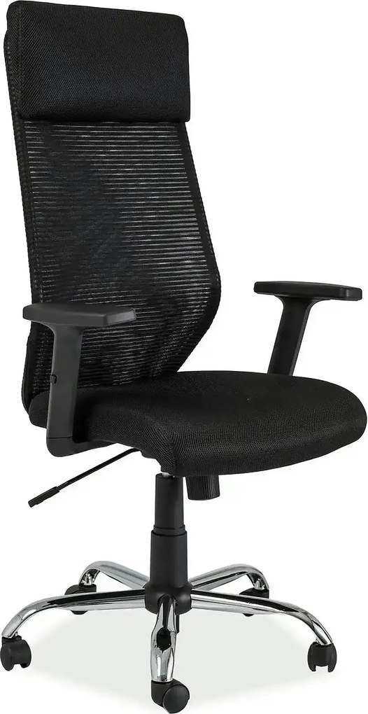 Scaun de birou Q-211, negru, stofa mesh/metal, 69x46x115/124 cm