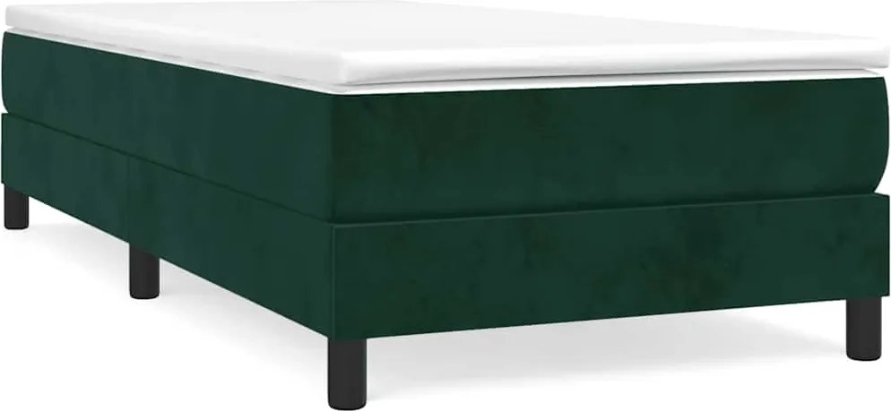 vidaXL Pat box spring cu saltea, verde închis, 80x200 cm, catifea
