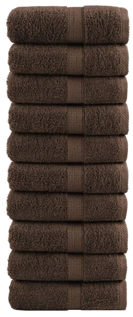 vidaXL Prosoape de baie premium SOLUND, 10 buc., maro, 30x30 cm, 600 g/m²