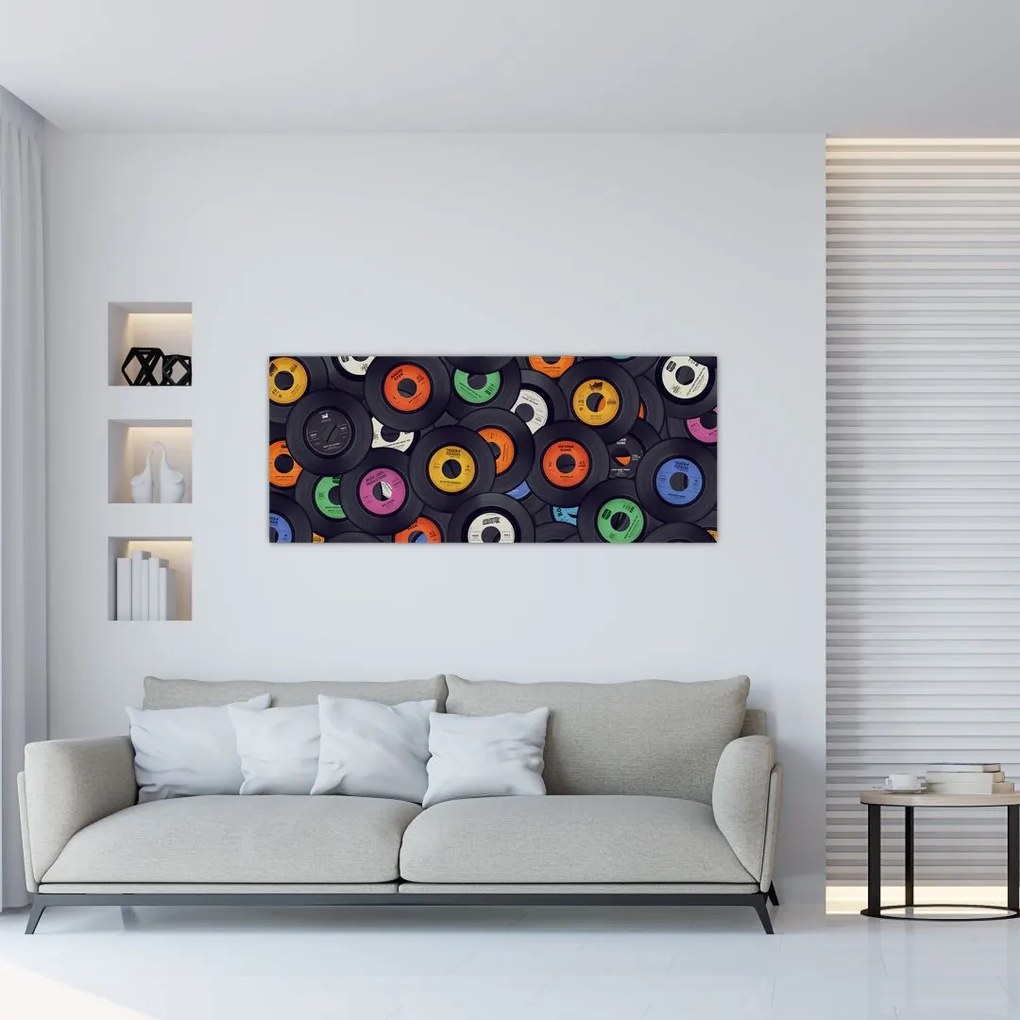 Tablou - plăci de gramofon (120x50 cm)