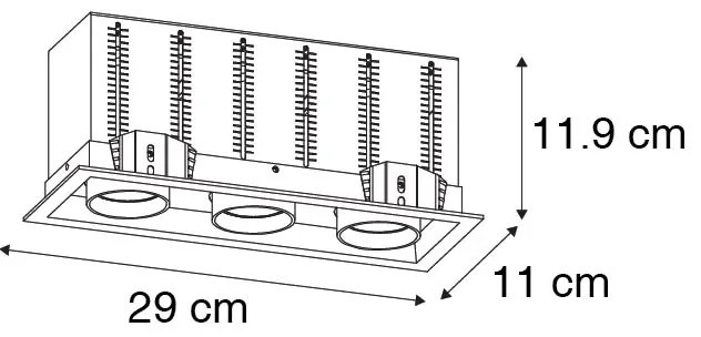 Spot modern îngropat negru reglabil cu 3 lumini - Roof