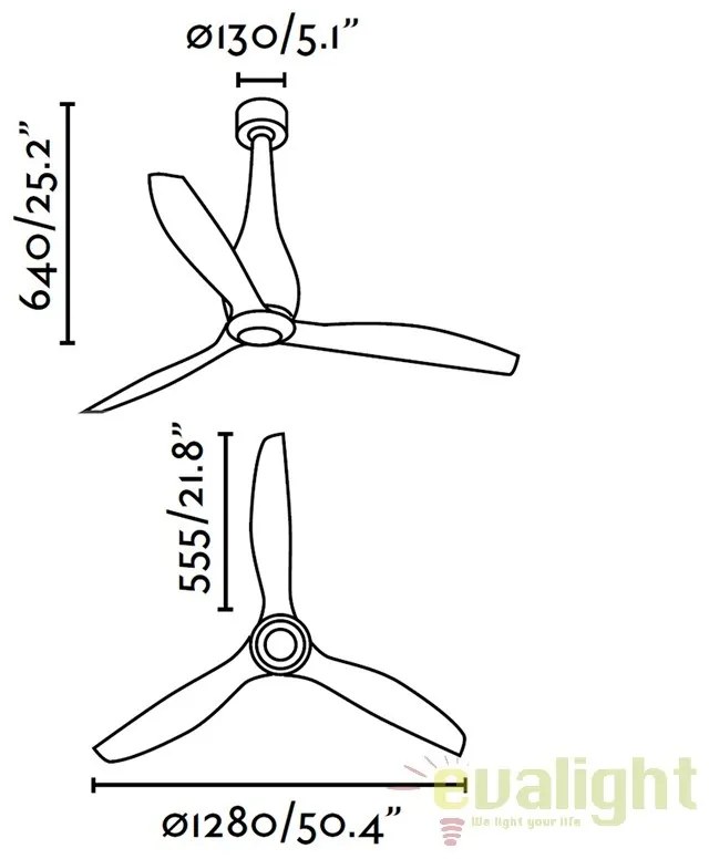 Ventilator cu telecomanda ETERFAN negru lucios/ transparent 32002