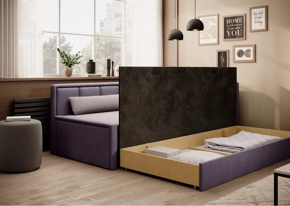 Canapea roz extensibilă/cu spațiu de depozitare cu tapițerie din chenille 214 cm Fulgeo – ELTAP