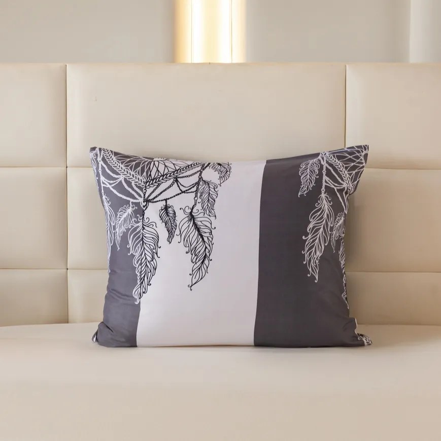 Husa pentru perna din microfibra TIRSO 50x70 cm, gri-alb