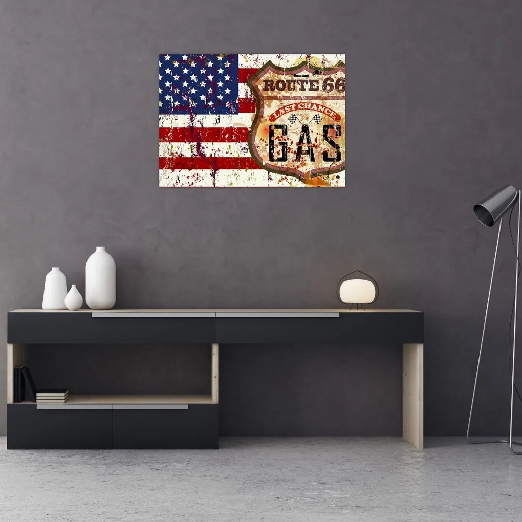 Tablou pe sticlă - Vintage steag (70x50 cm)