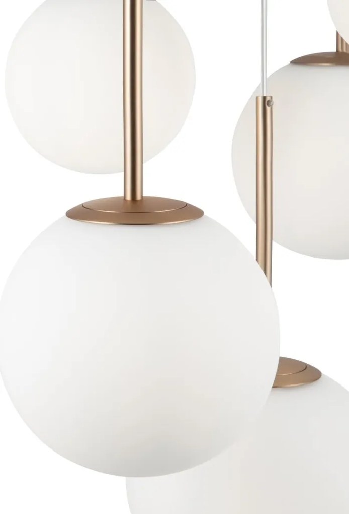 Lustra cu 5 pendule design modern Basic form auriu/ alb