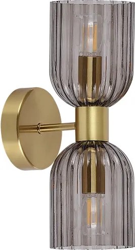 Aplică de perete PIEGA 2xE14/10W/230V alamă/negru fumuriu