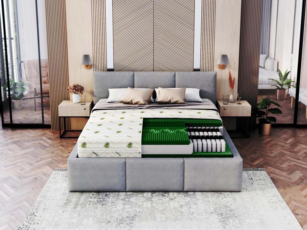 Saltea cu arcuri Queemi 140x200 - husă Aloe Vera