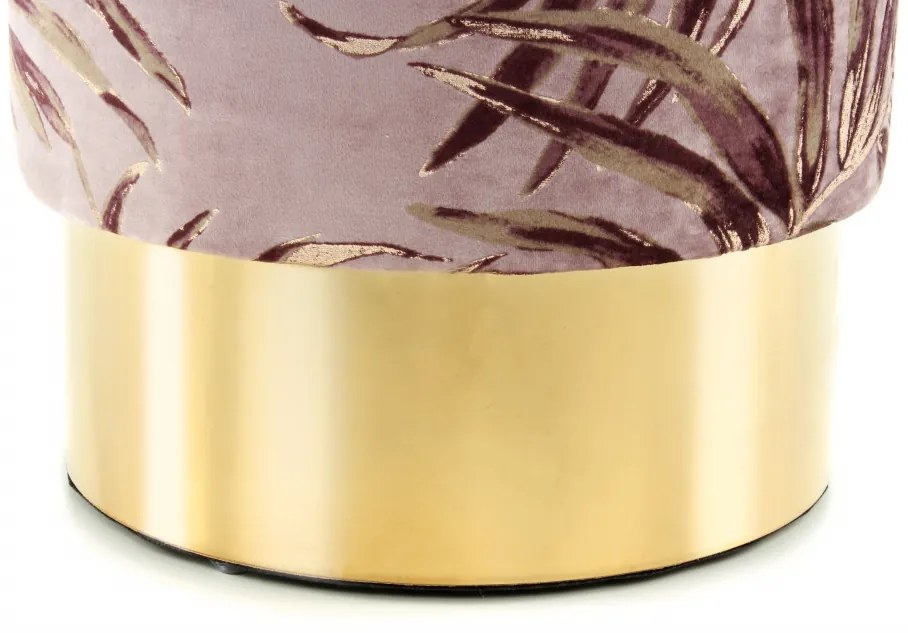 Puf/ Taburet tapitat cu imprimeu floral Gipsy violet/ auriu