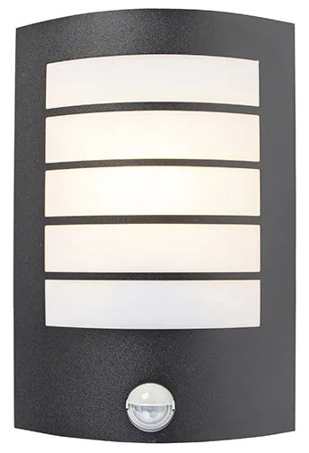 Lampă de perete exterioară neagră IP44 cu senzor de mișcare - Miro