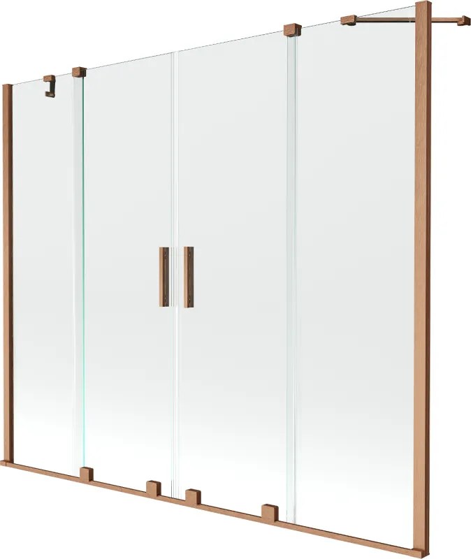 Mexen Velar Duo paravan de cadă cu 2 aripi glisante 200 x 150 cm, transparent, cupru periat - 896-200-000-02-65