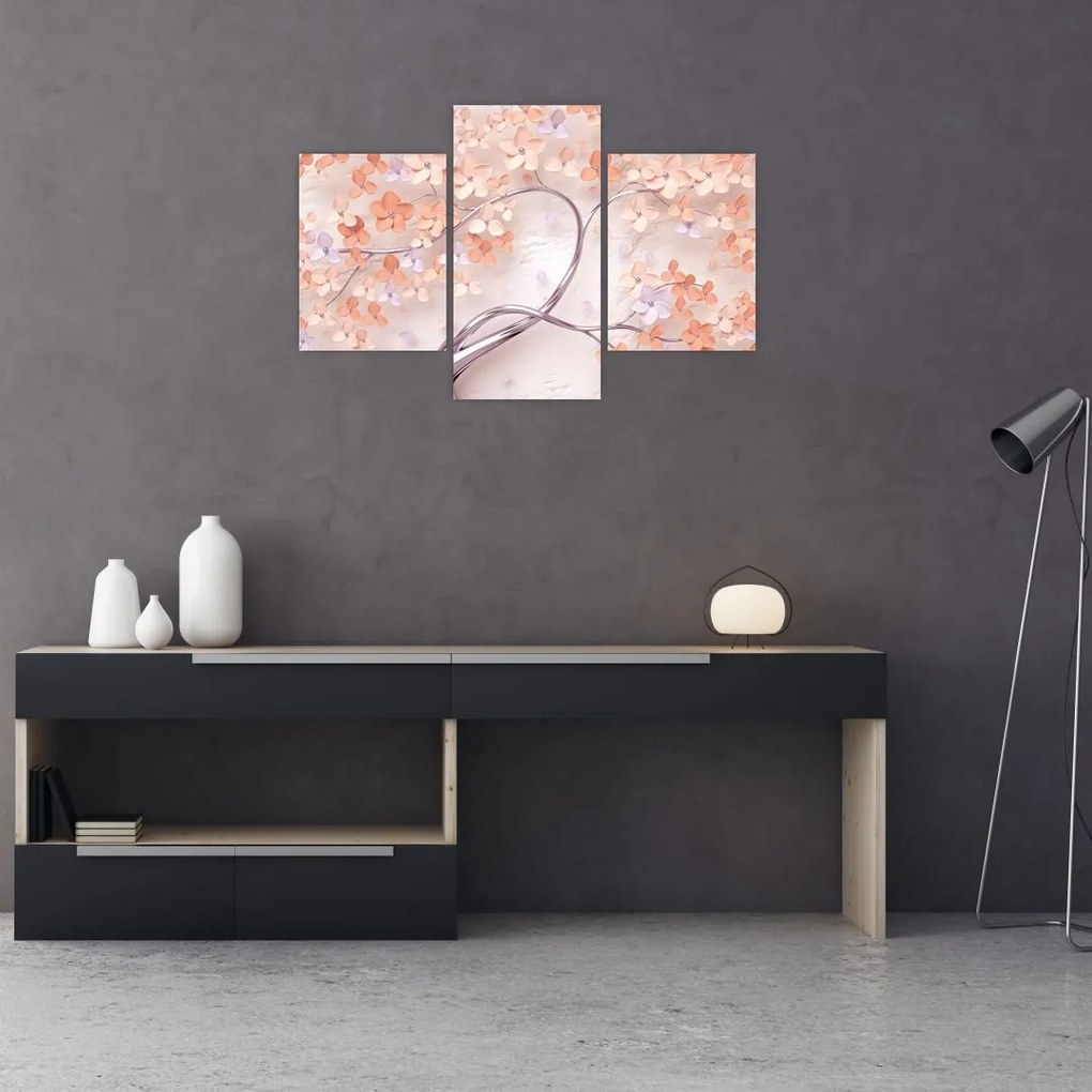 Tablou florilor de pom din coral - abstract (90x60 cm)