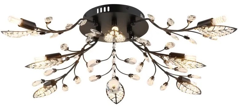 Plafoniera metal negru mat, cristale acrilice JANIS