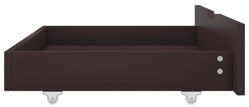 Cadru de pat cu 2 sertare maro inchis 140x200 cm lemn masiv pin Maro inchis, 140 x 200 cm, 2 Sertare