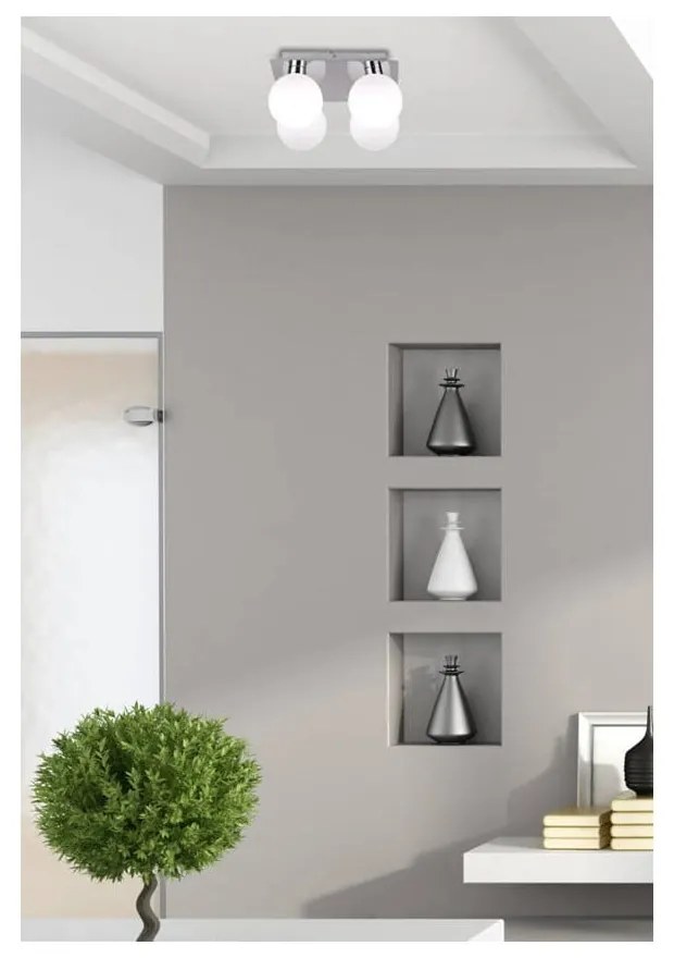 Plafonieră argintie cu abajur din sticlă 25x25 cm Oden – Candellux Lighting