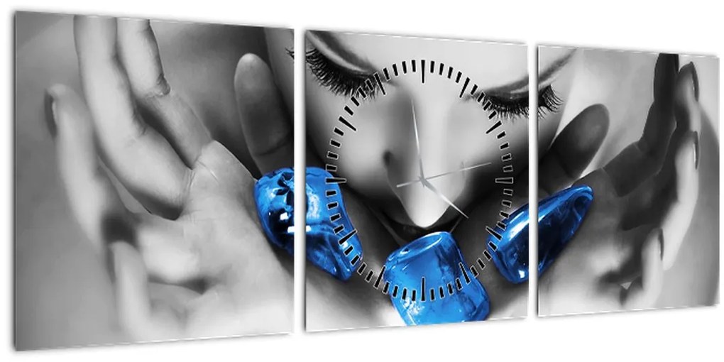 Tablou cu portretul femeii cu pietre (cu ceas) (90x30 cm)