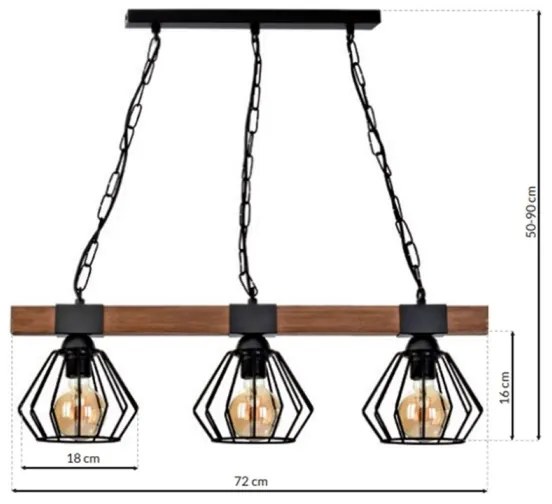 Lustră pe lanț ULF 3xE27/60W/230V