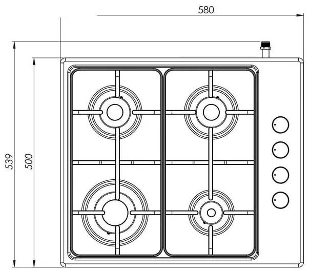 Aragaz cu 4 ochiuri KUMTEL® KO-420, INOX, Gaz, Plita pe Gaz, 4 Arzatoare, Sistem de Siguranta, Aprindere in Buton, Latime 54 Centimetri, ALB Emailat