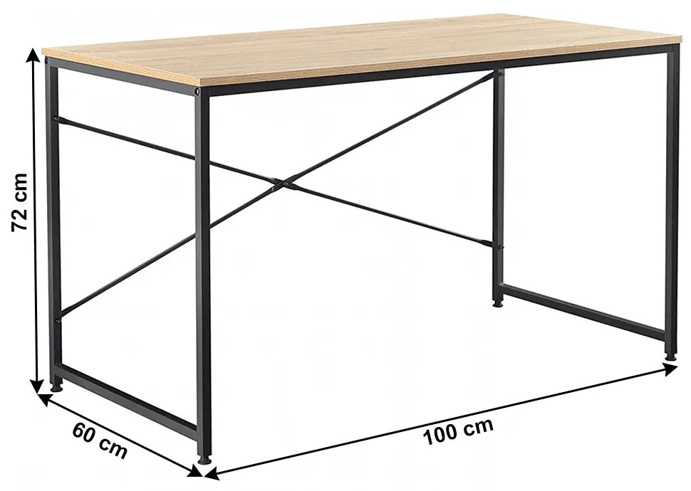 Birou, stejar negru, 100x60 cm, MELLORA - Livrare Rapida - Resigilat Negru