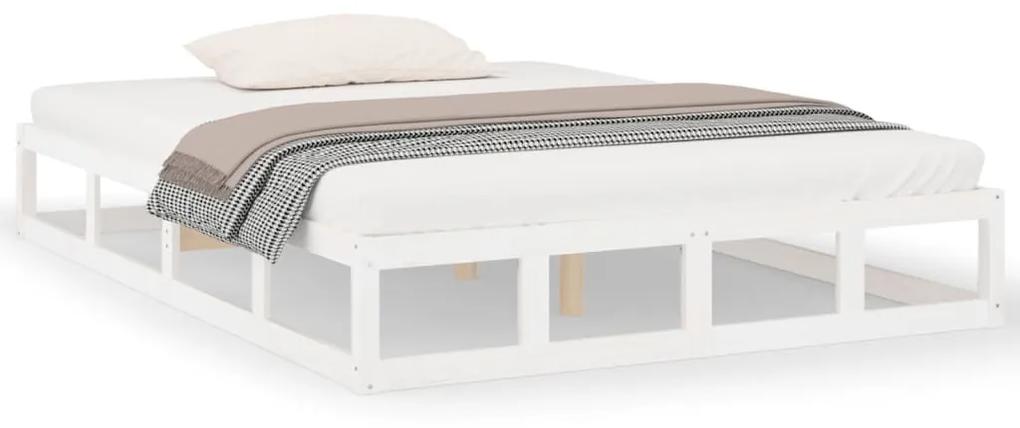 820807 vidaXL Cadru de pat, alb, 160x200 cm, lemn masiv