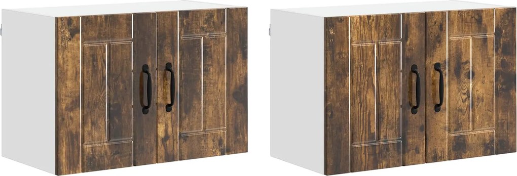 vidaXL Dulapuri de perete pentru bucătărie cu ușă 2 pcs Stejar fumuriu