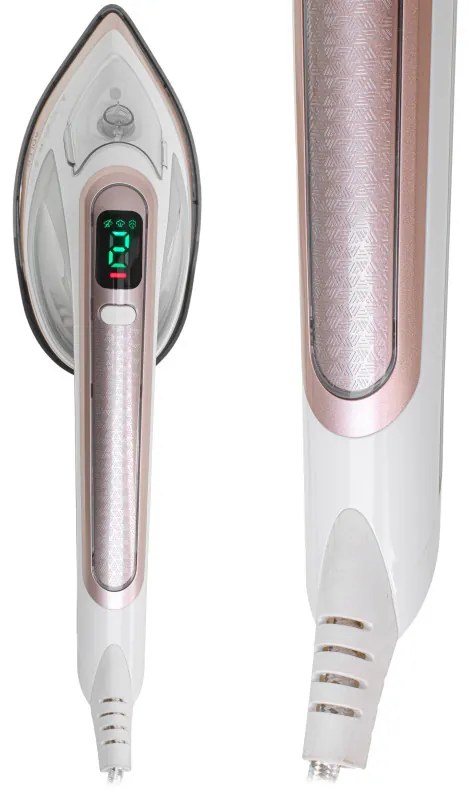 Fier de calcat cu aburi 2in1 Adler AD 5044, 1800W, 180ml, 25g/min, Placă ceramica, Afisaj LED, Calcare verticala si orizontală, Alb/Galben