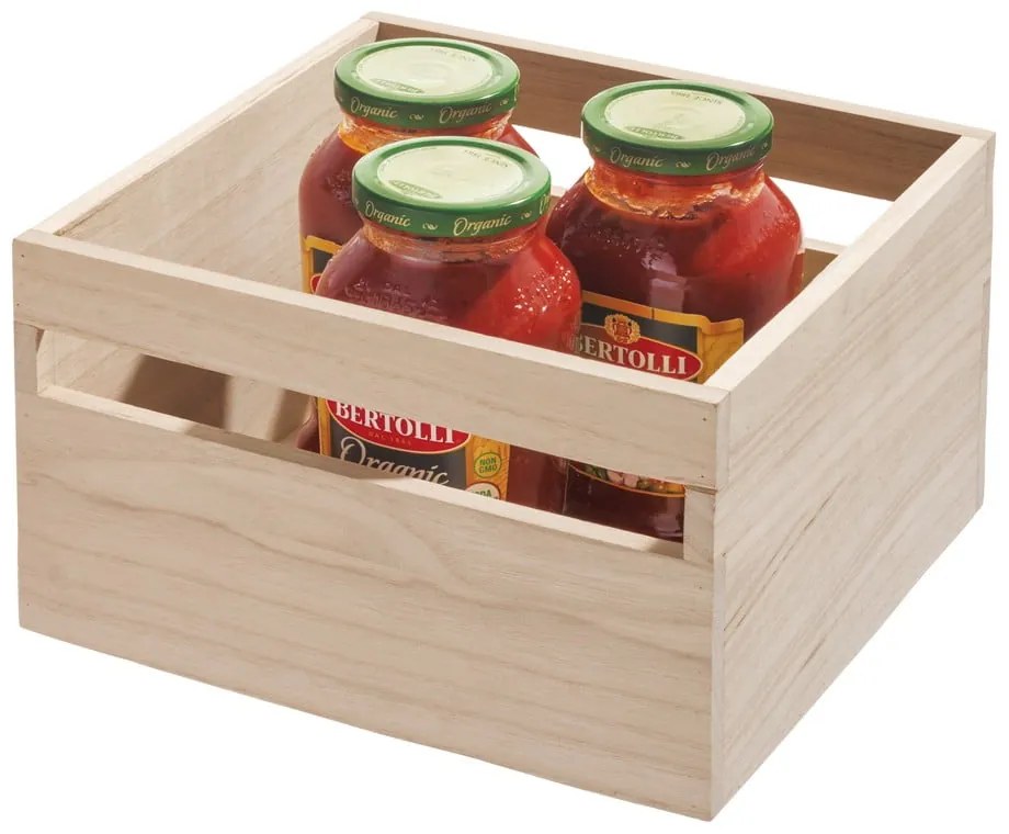 Cutie depozitare din lemn paulownia iDesign Eco Wood, 25,4 x 25,4 cm