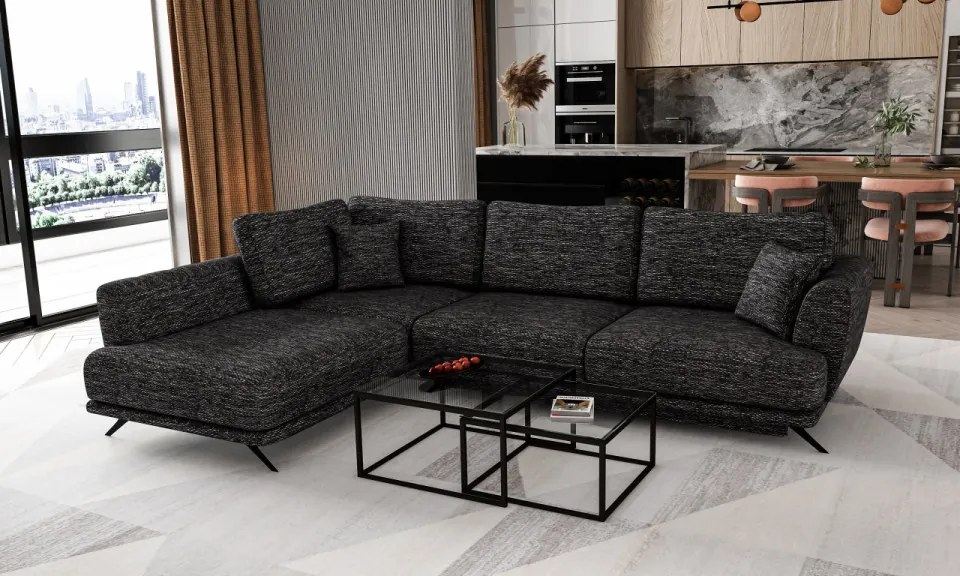 Coltar extensibil cu spatiu pentru depozitare, 276x191x90 cm, Larde L02, Eltap (Culoare: Negru - Vero 10)