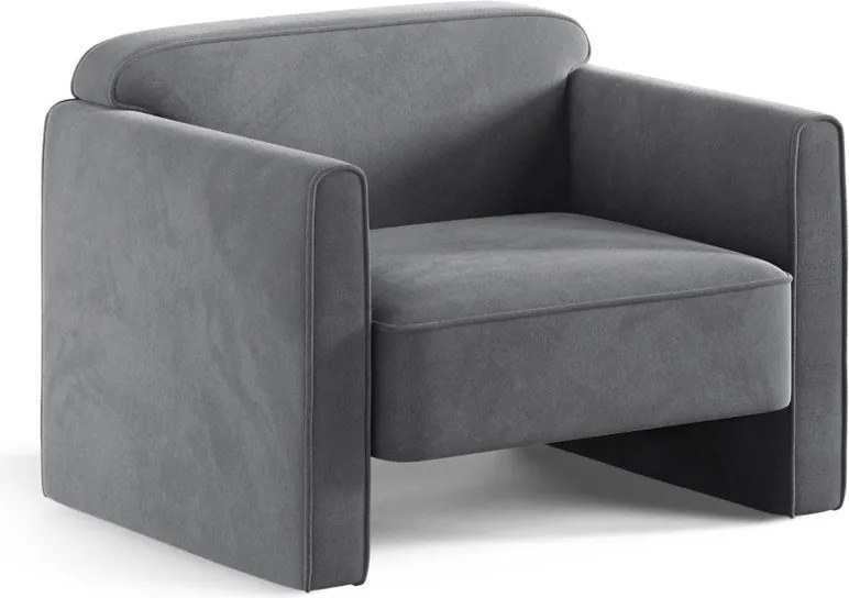 Fotoliu gri cu tapițerie din catifea Abby – Micadoni