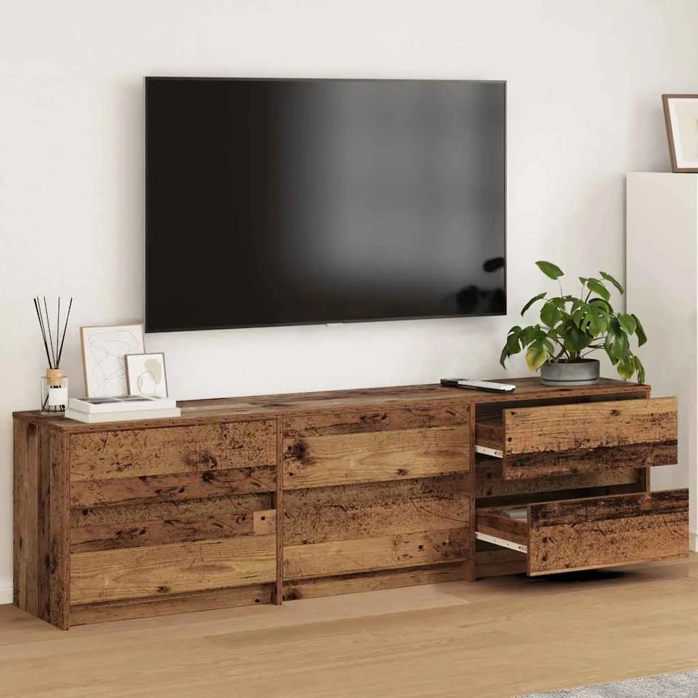 vidaXL Cabinet TV cu lumini cu bandă LED cu sertar cu depozitare Maro 180 x 34 x 50 cm