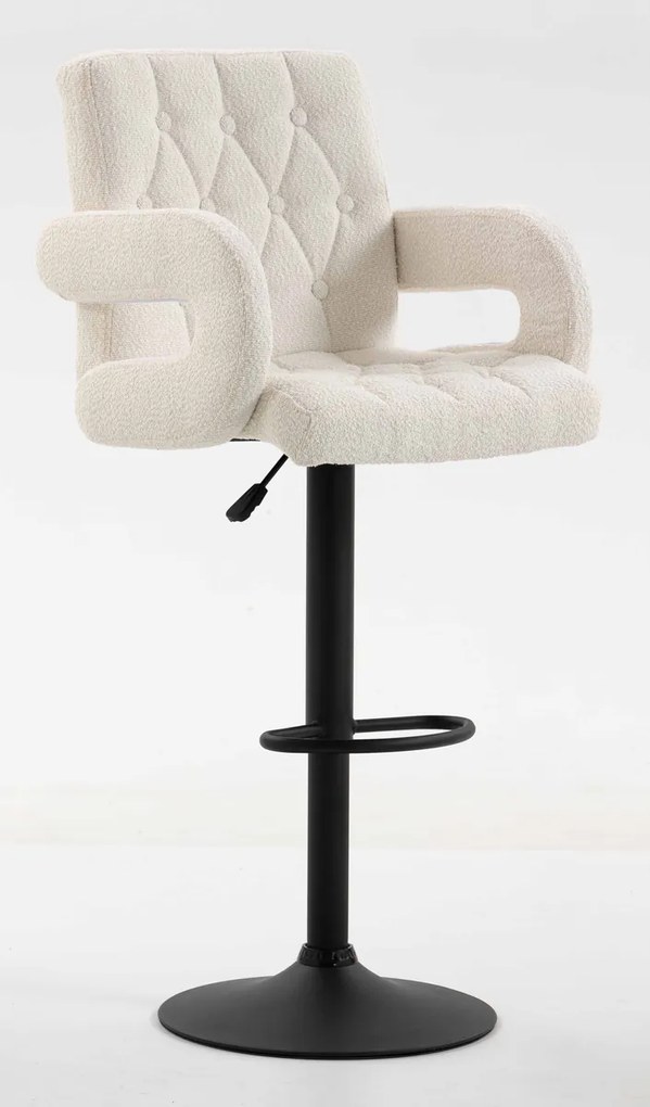HR8404KW Scaun Crem Boucle cu Bază Neagră