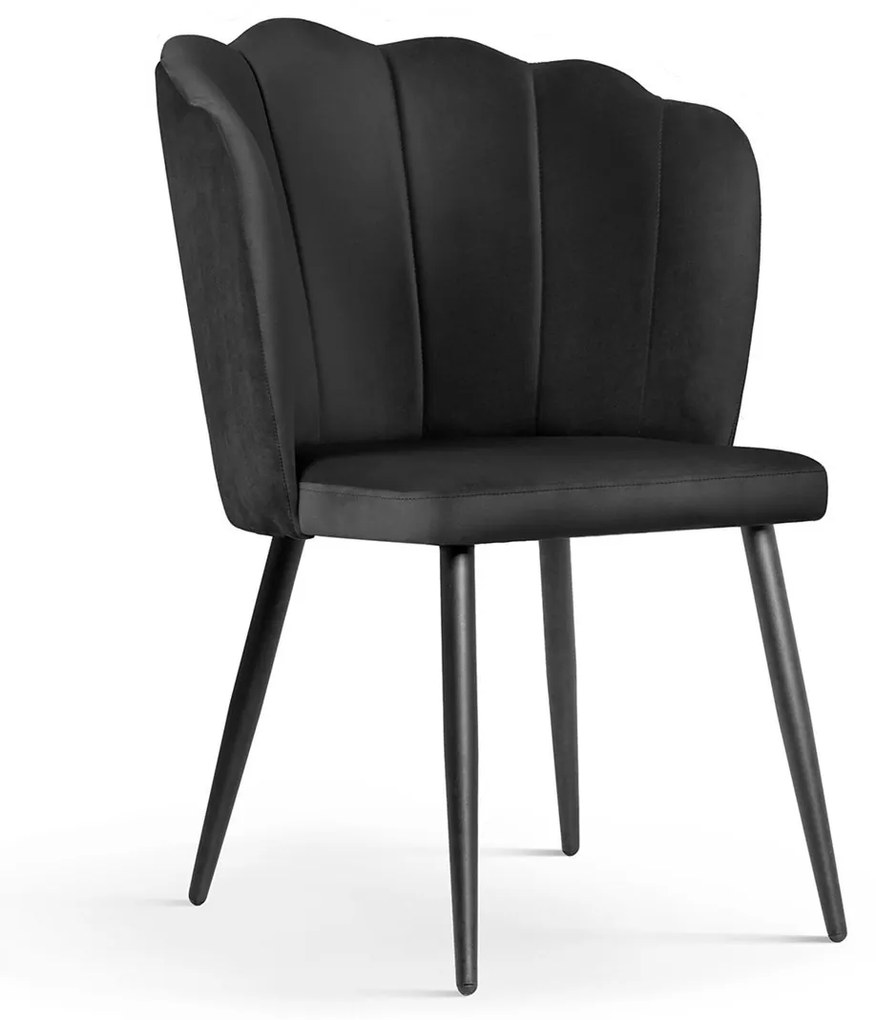 Scaun tapitat Hilton negru picioare negru - H88 cm