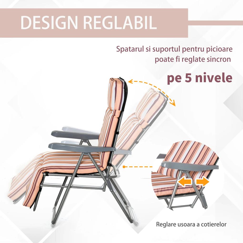 Outsunny Set de 2 Scaune pentru Exterior, Confortabile cu Pernă Căptușită, Design Modern, 60x75x102 cm, Portocaliu | Aosom Romania