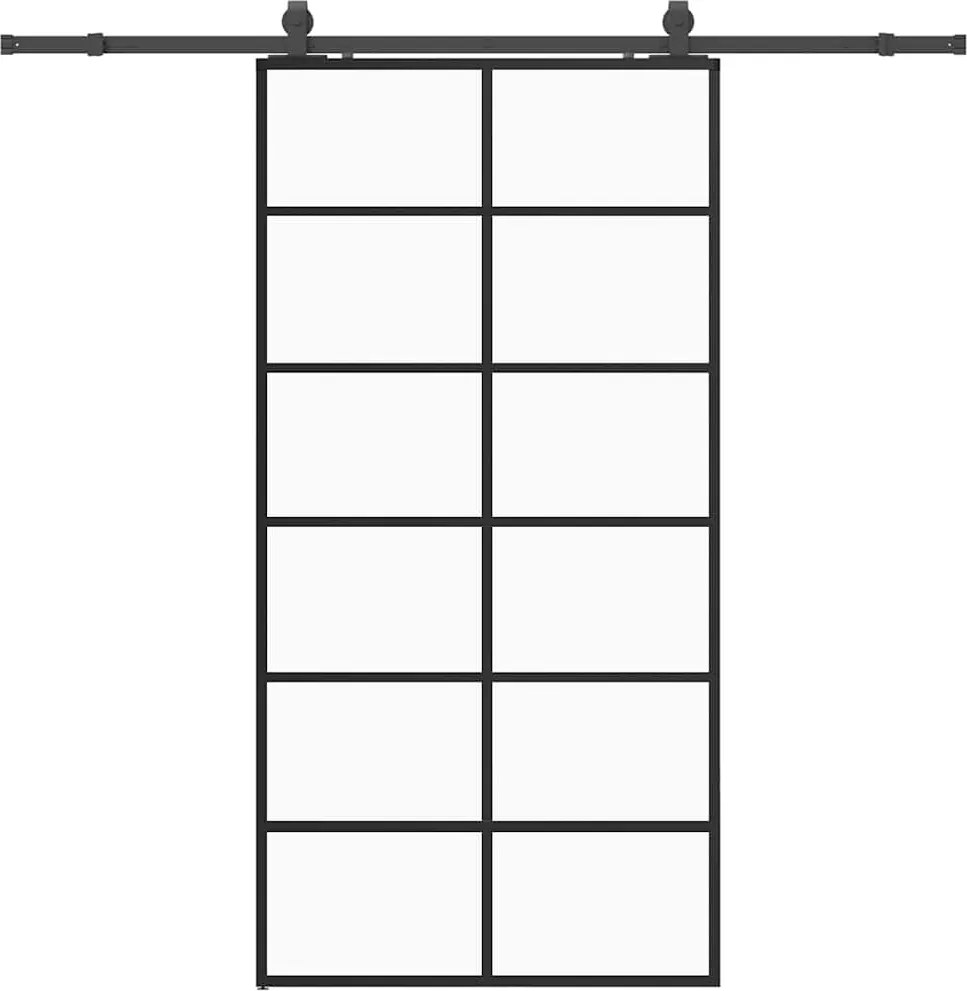vidaXL Ușă glisantă cu set de feronerie neagră 90x205 cm Sticlă ESG