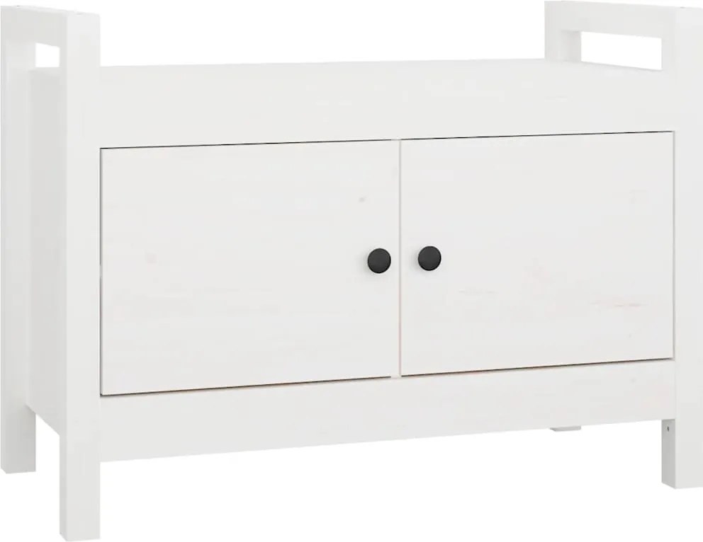 vidaXL Bancă de hol, alb, 80x40x60 cm, lemn masiv pin