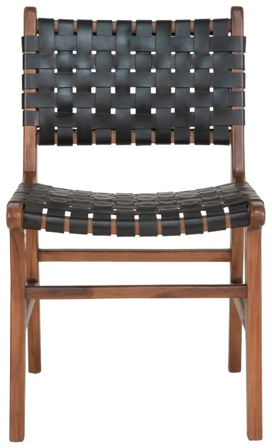 Scaune de dining negre/maro 2 buc. lemn masiv de tec Perugia – House Nordic